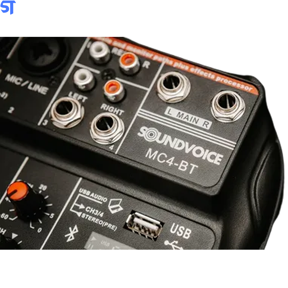 Mesa De Som Com Interface De Áudio Soundvoice Mc4-BT (Usb+bt)